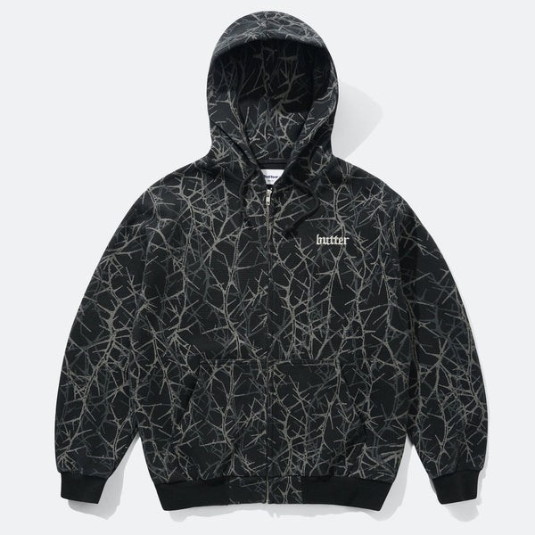 Butter Goods - Waffle Thorn Zip-Thru Hooded Sweatshirt - Black