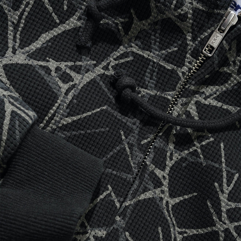 Butter Goods - Waffle Thorn Zip-Thru Hooded Sweatshirt - Black