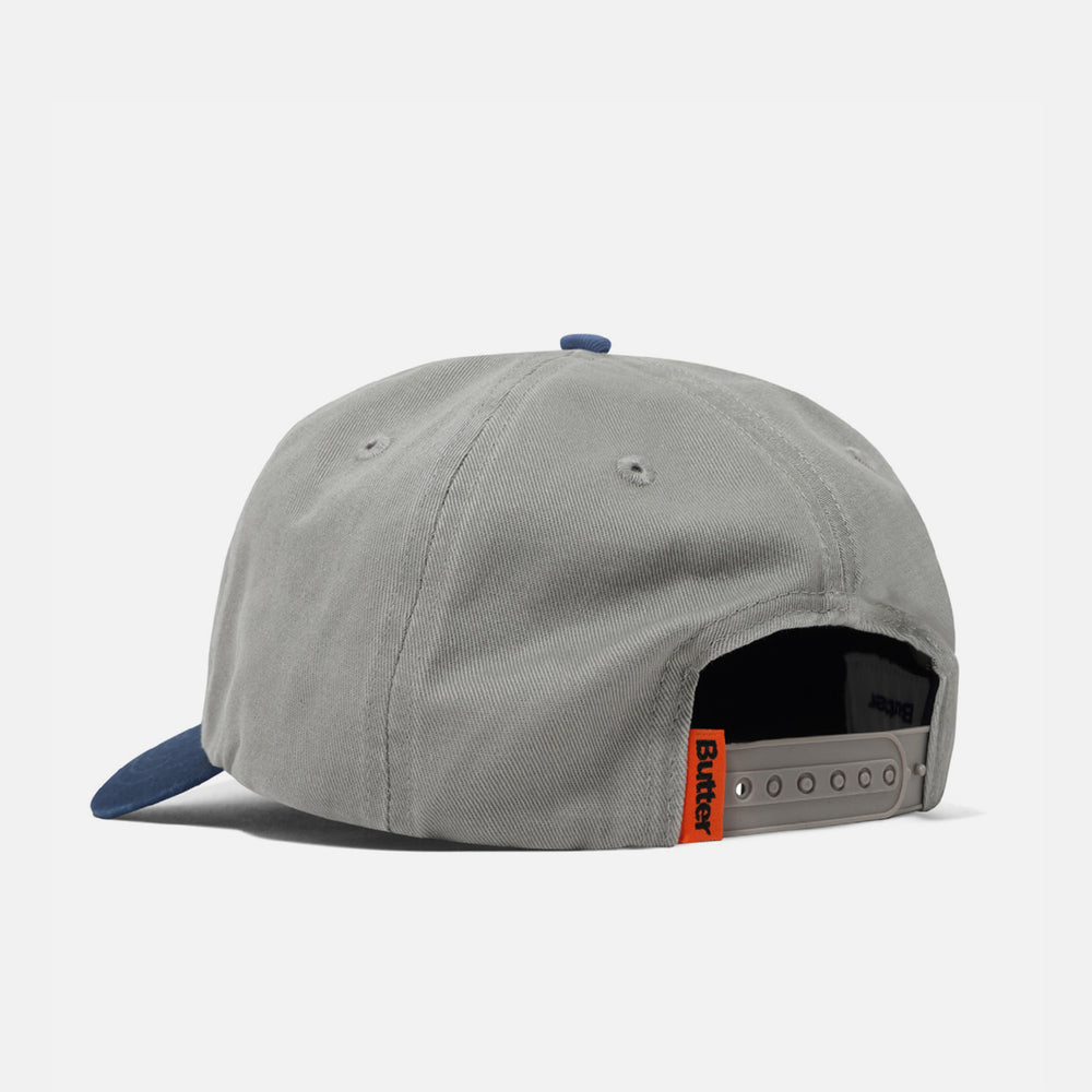 Butter Goods - Tide 5 Panel Snapback Cap - Washed Grey / Navy