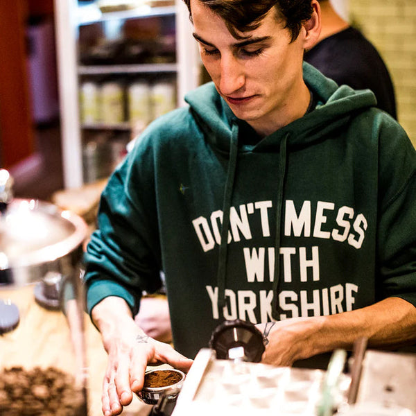 Don't Mess With Yorkshire - Classic Pullover Hooded Sweatshirt - Bottle Green / White