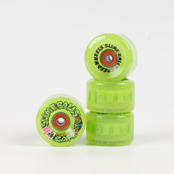 Slime Balls - 60mm (78a) Skateboard Cafe Light Ups OG Skateboard Wheels - Green