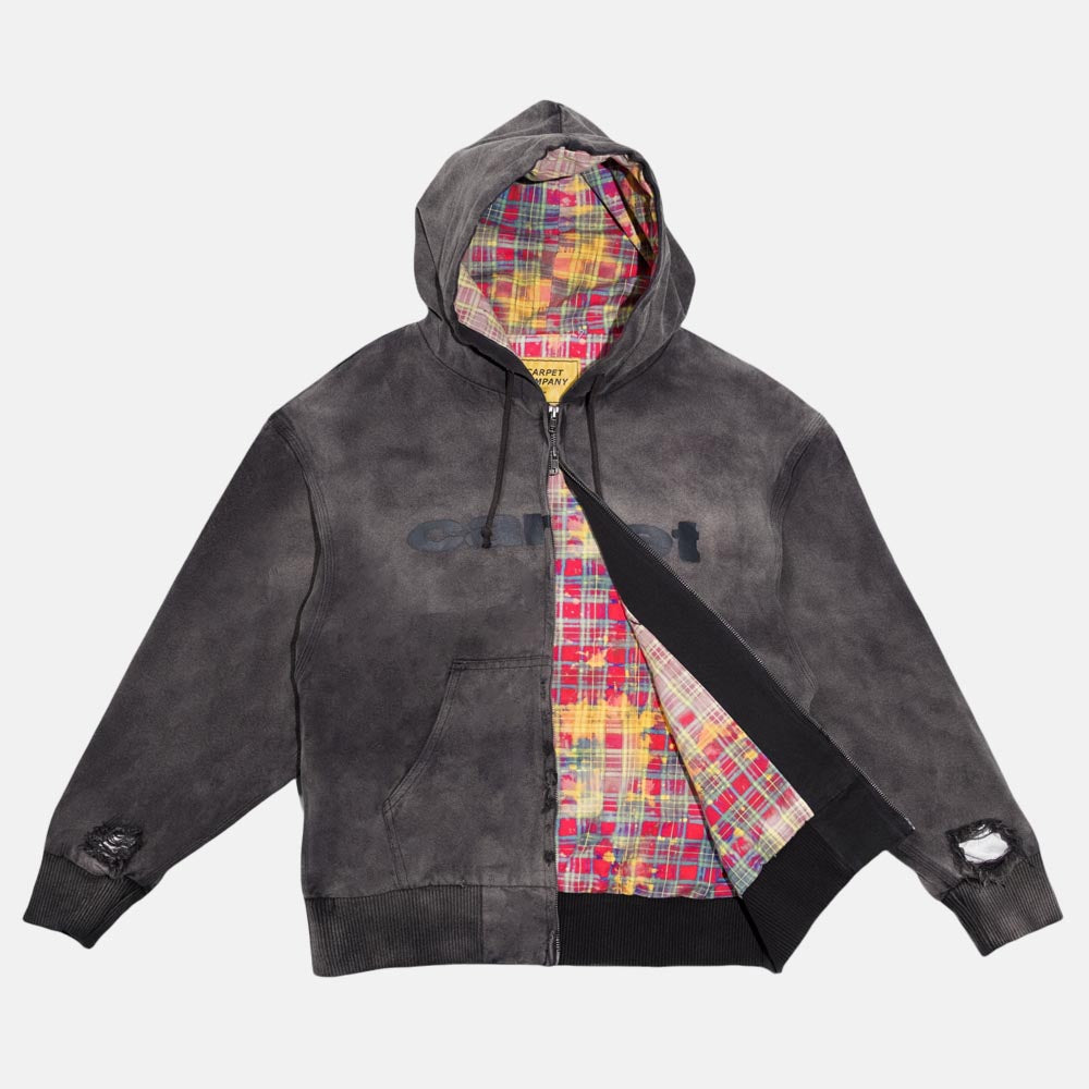 トップス carpetcompany Beat Up Denim Jacket Carpet Company - Beat Up Hooded Denim Jacket - Black – Welcome