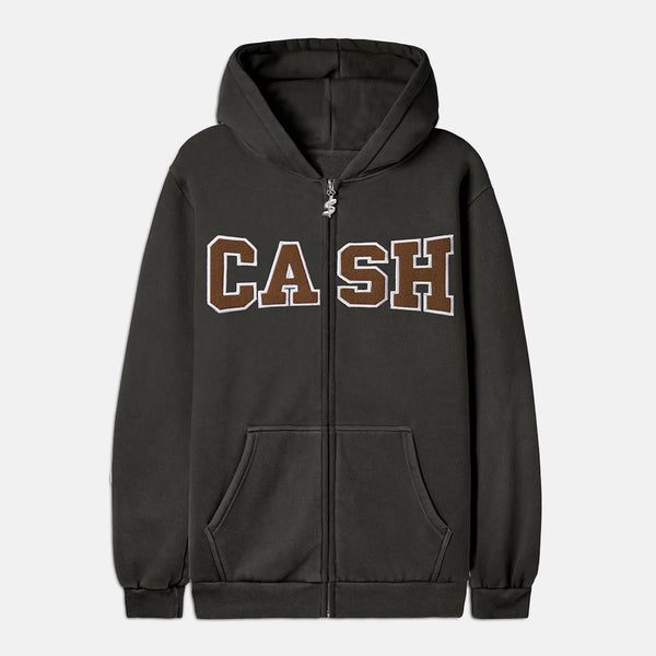 Cash Only - Campus Zip-Thru Hooded Sweatshirt - Charcoal