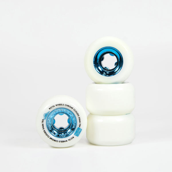 Ricta Wheels - 54mm (78a) Chrome Clouds Skateboard Wheels - White / Blue
