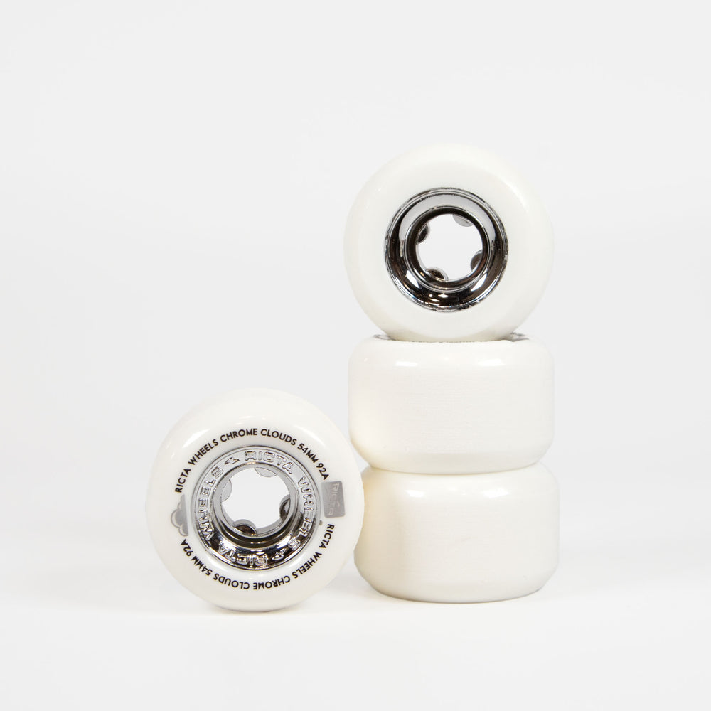 Ricta Wheels - 54mm (92a) Chrome Clouds Skateboard Wheels - White / Black