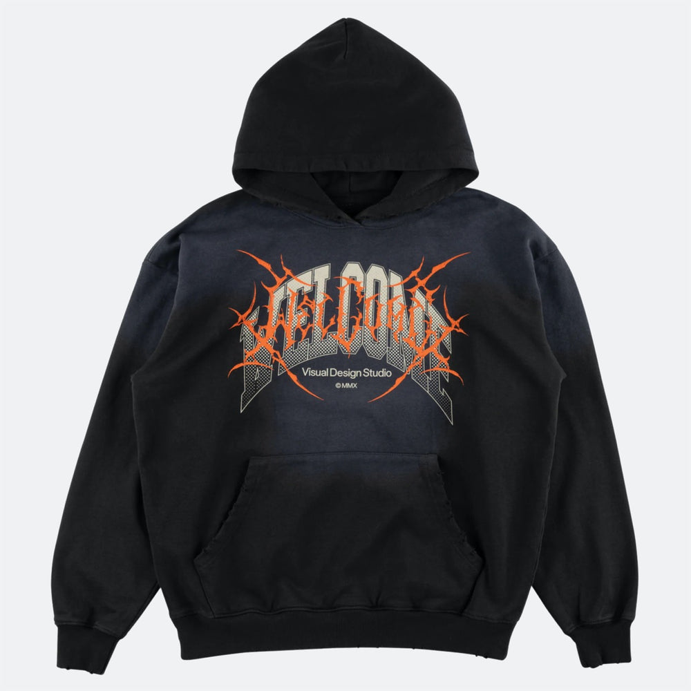 Welcome Skateboards - Coupled Sun Fade Distressed Hooded Sweatshirt - Black Fade