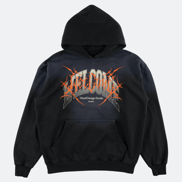 Welcome Skateboards - Coupled Sun Fade Distressed Hooded Sweatshirt - Black Fade