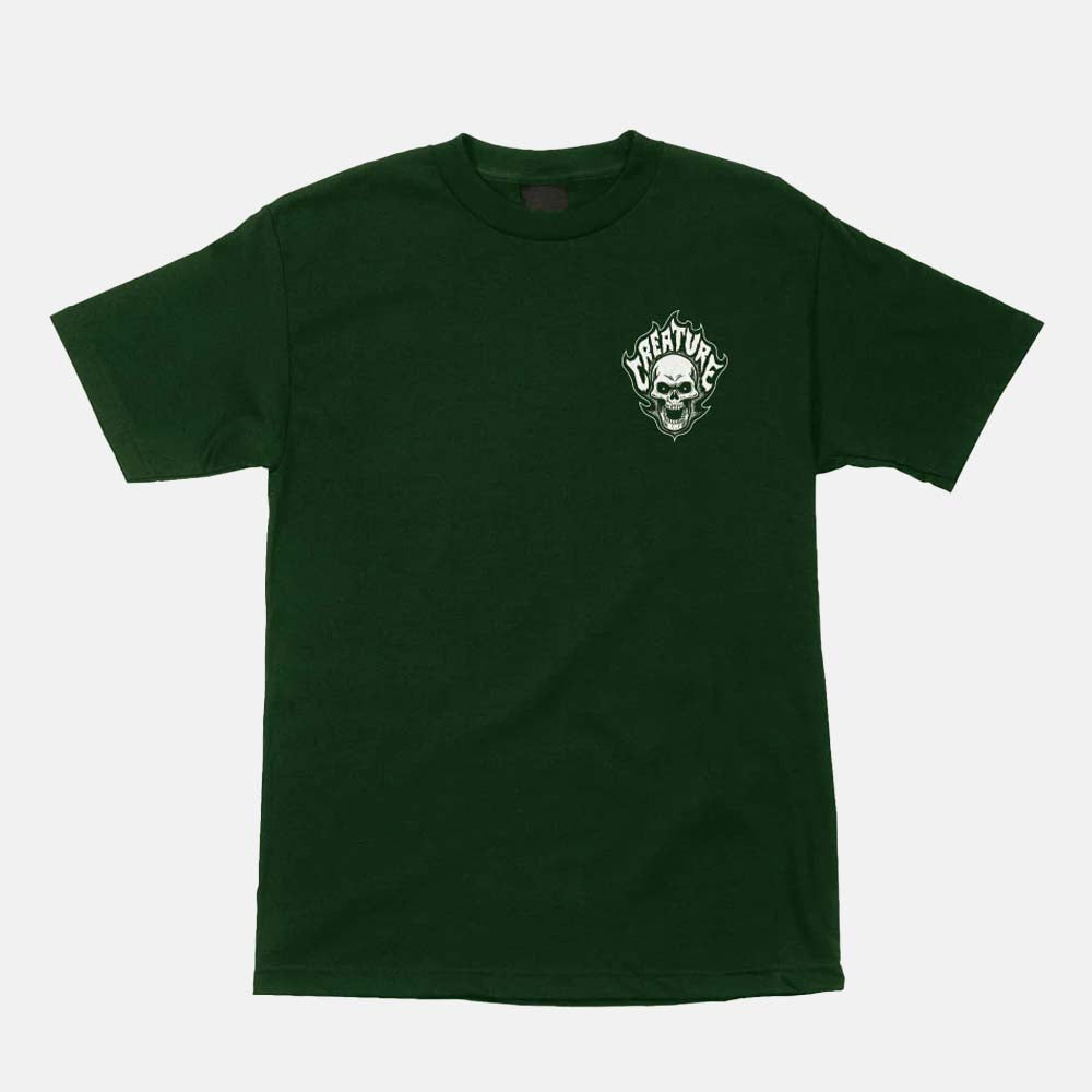 Creature Skateboards - Bonehead Flame T-Shirt - Forest Green