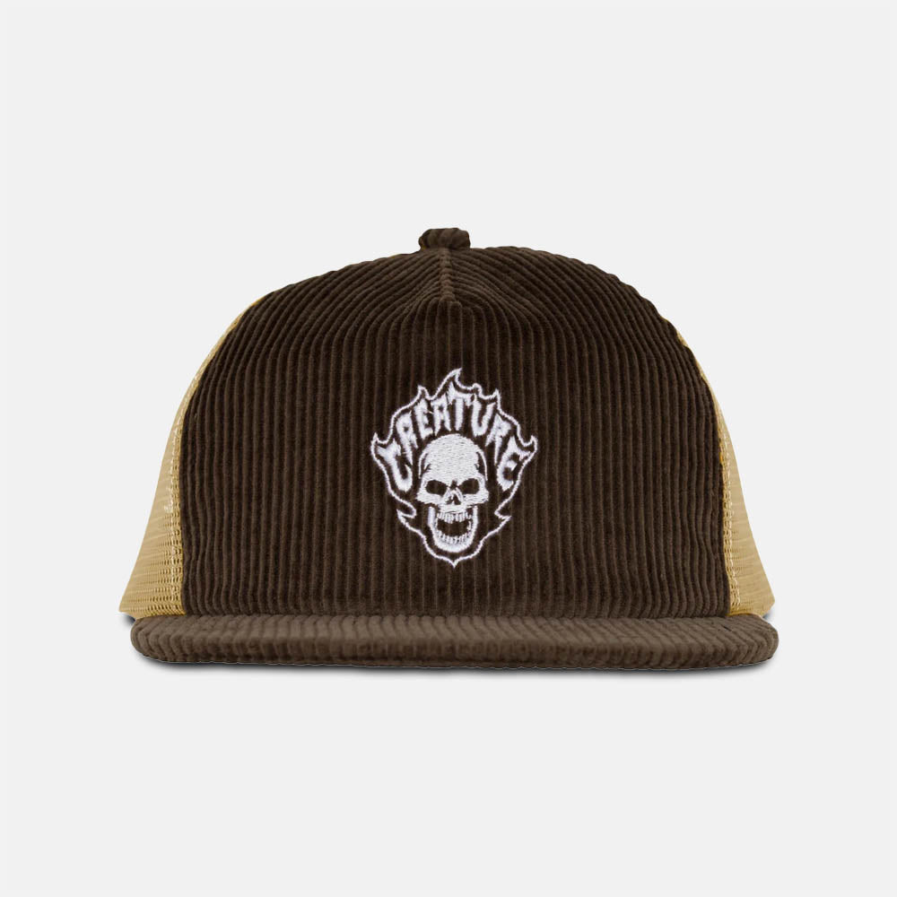 Creature Skateboards - Mesh Cap Bonehead Flame - Brown / Tan