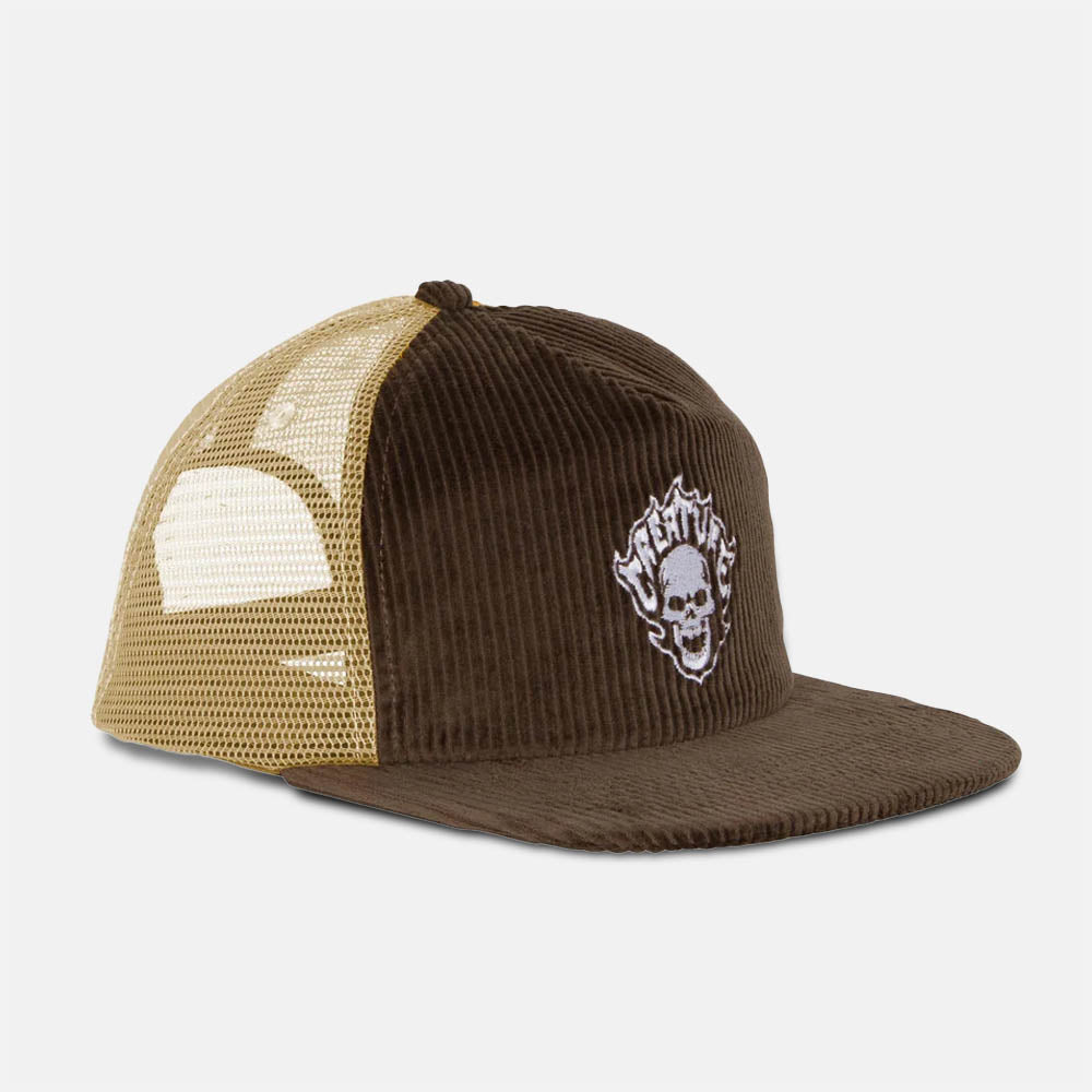 Creature Skateboards - Mesh Cap Bonehead Flame - Brown / Tan