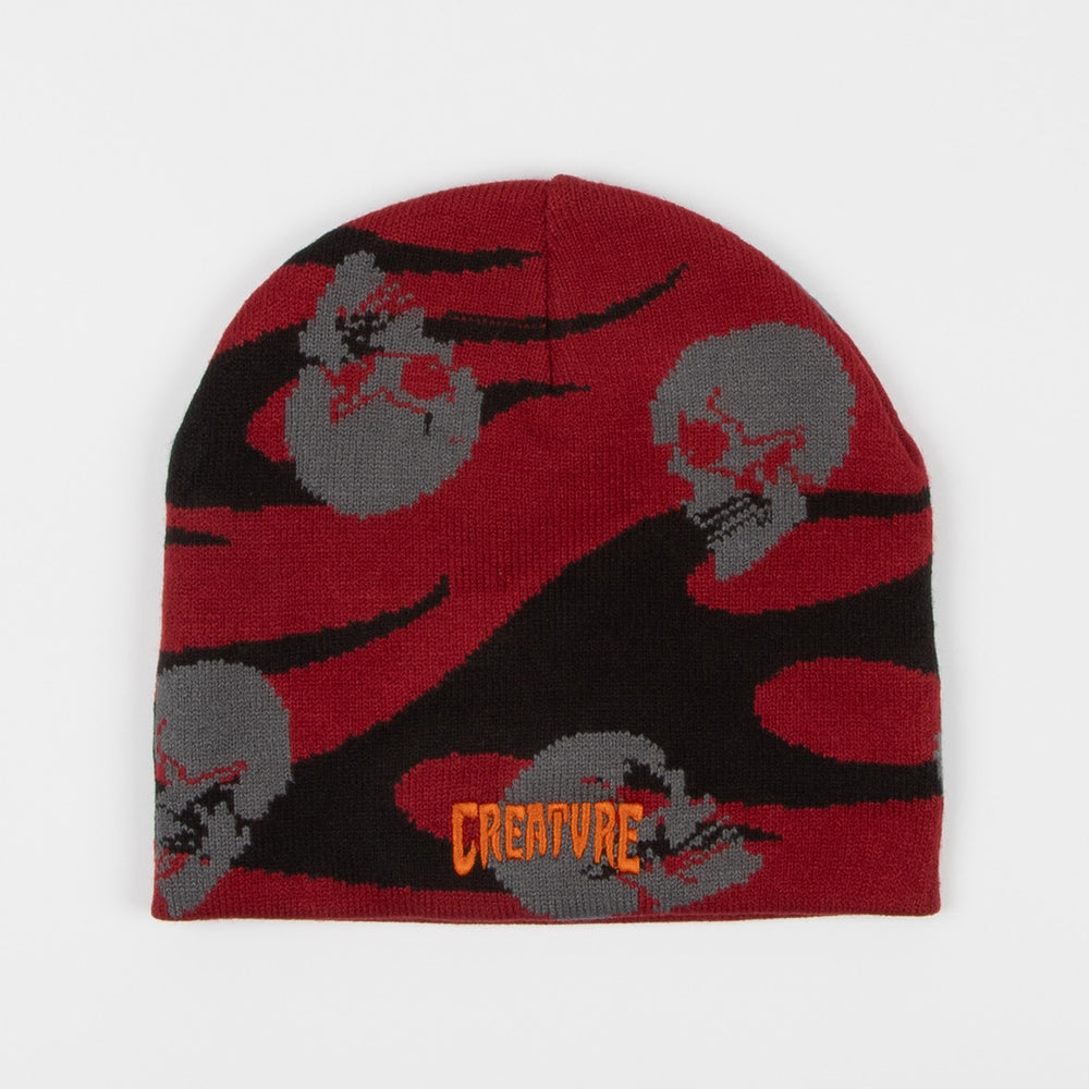 Creature Skateboards - Spiral Skull Beanie - Maroon / Black
