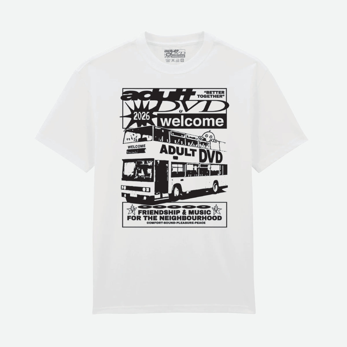 Welcome Skate Store - Adult DVD 'Double Decker' T-Shirt - White