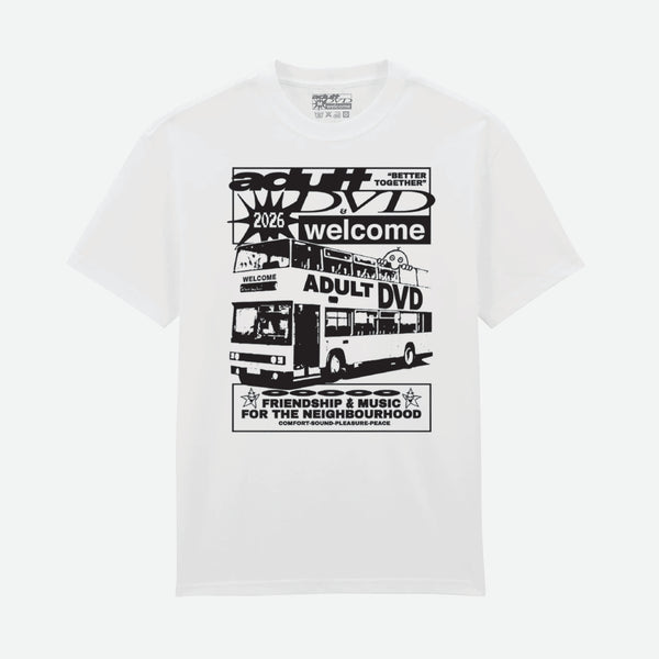 Welcome Skate Store - Adult DVD 'Double Decker' T-Shirt - White