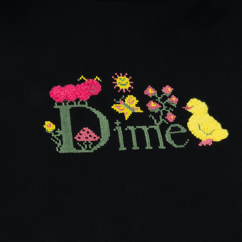 Dime MTL - Classic Cross Stitch Pullover Hooded Sweatshirt - Black