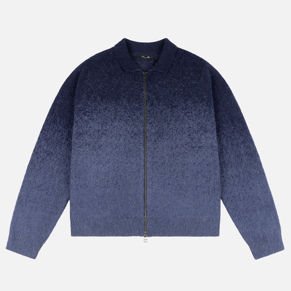 Dime MTL - Mohair Double Zip Knitted Cardigan - Midnight Blue