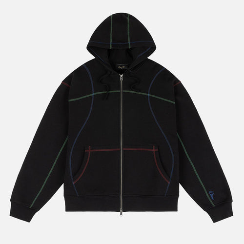 Dime MTL - Court Zip Hooded Sweatshirt - Black / Multi