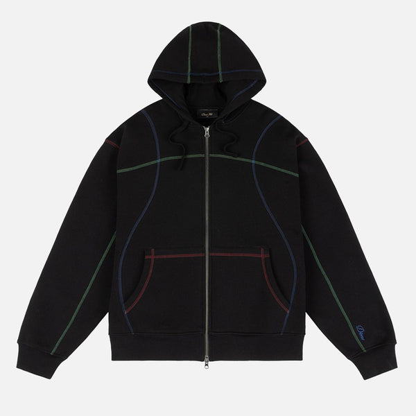 Dime MTL - Court Zip Hooded Sweatshirt - Black / Multi