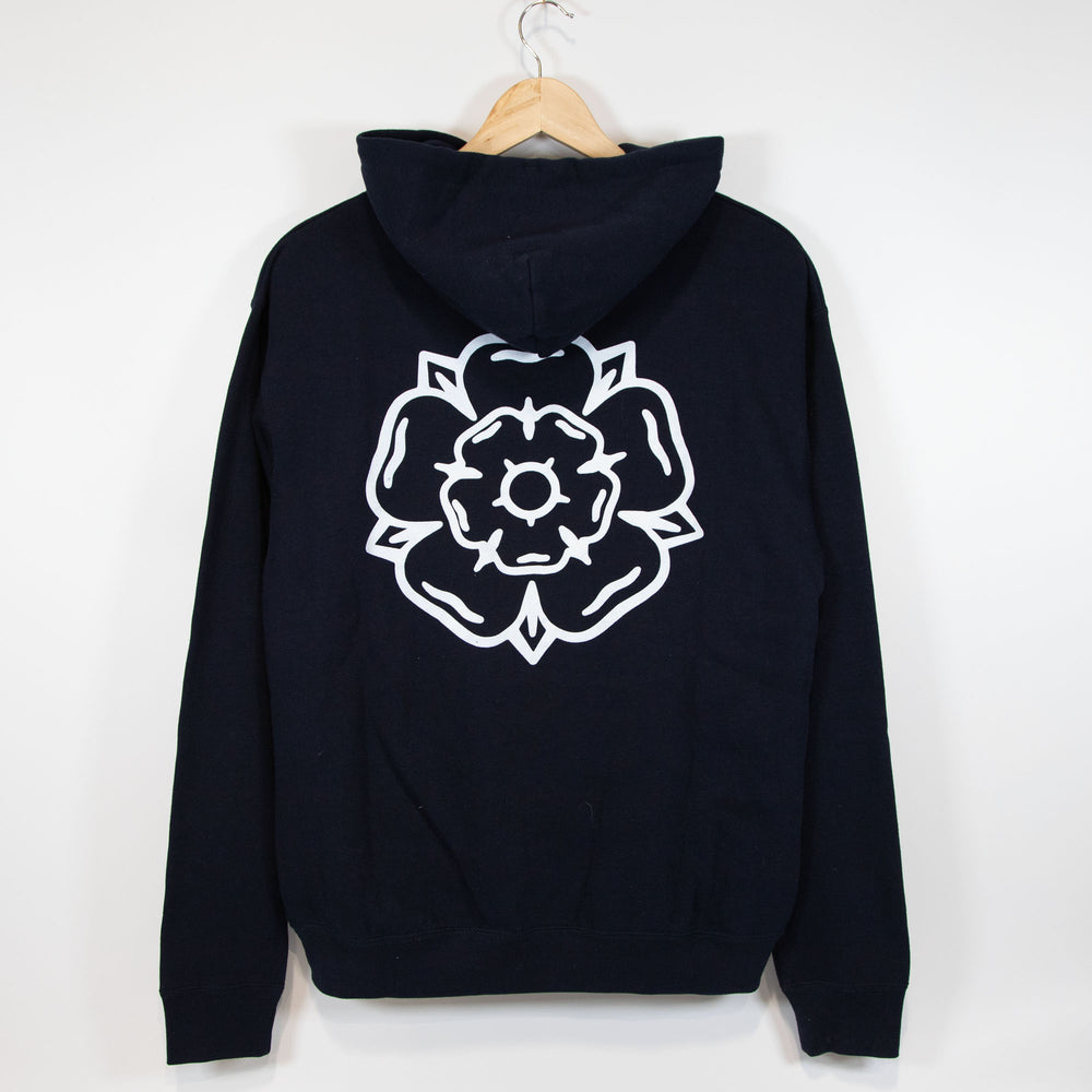 Don't Mess With Yorkshire - Rose Hooded Sweatshirt - Navy / White
