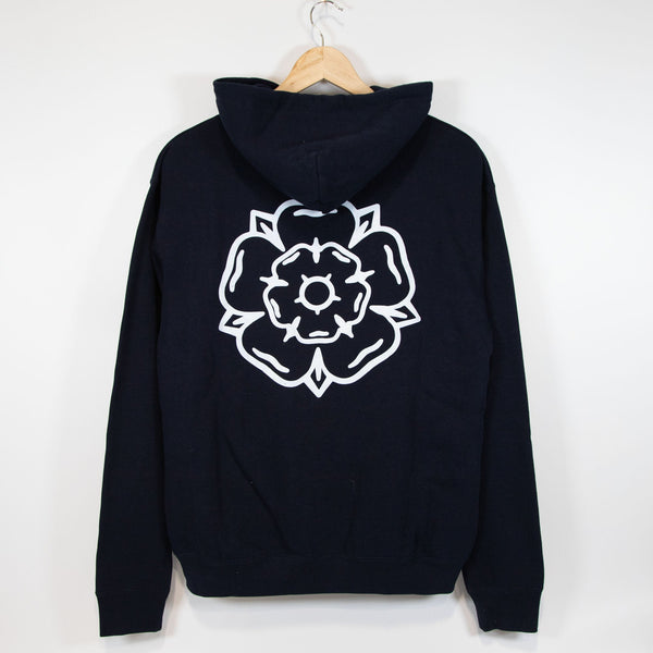 Don't Mess With Yorkshire - Rose Hooded Sweatshirt - Navy / White