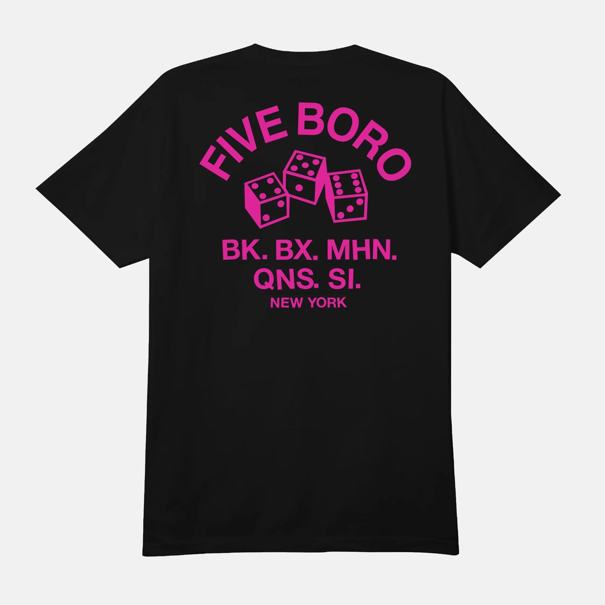 5Boro Skateboards - Dice T-Shirt - Black / Pink
