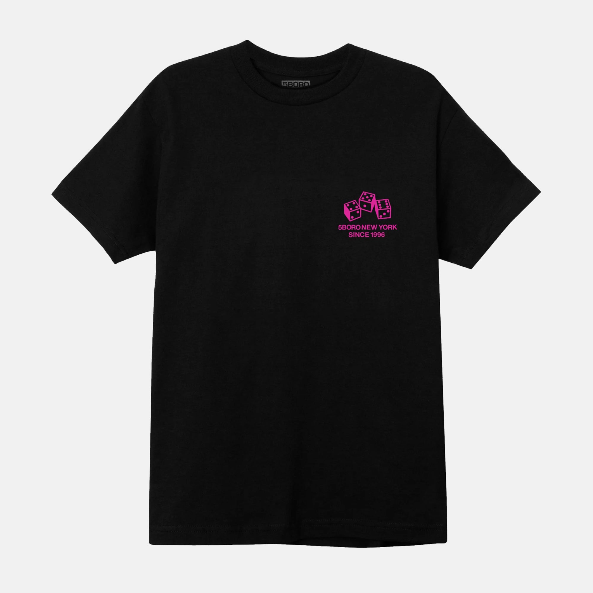 5Boro Skateboards - Dice T-Shirt - Black / Pink