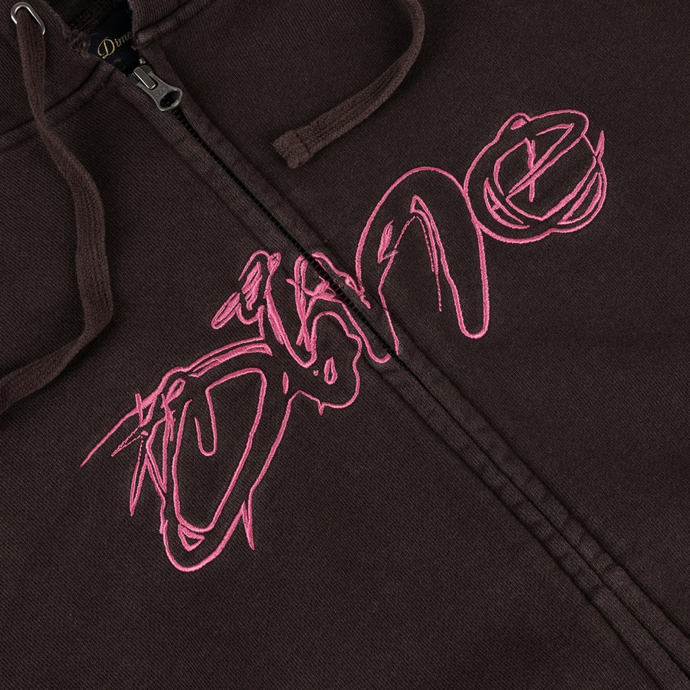 Dime MTL - Distressed Terry Zip Hooded Sweatshirt - Acid Brown