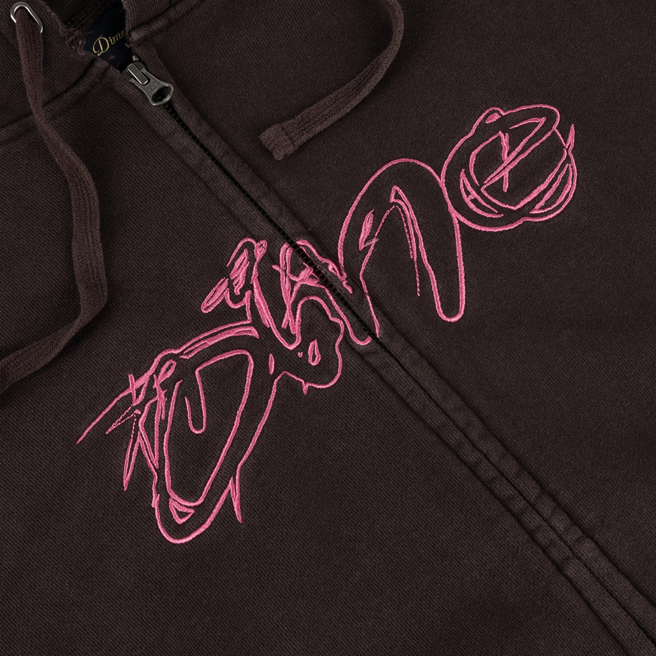 Dime MTL - Distressed Terry Zip Hooded Sweatshirt - Acid Brown