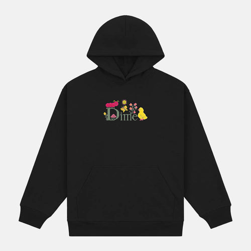 Dime MTL - Classic Cross Stitch Pullover Hooded Sweatshirt - Black