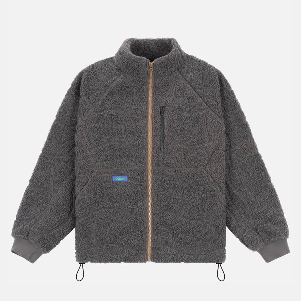 Dime MTL - Coverstich Sherpa Zip Fleece - Charcoal