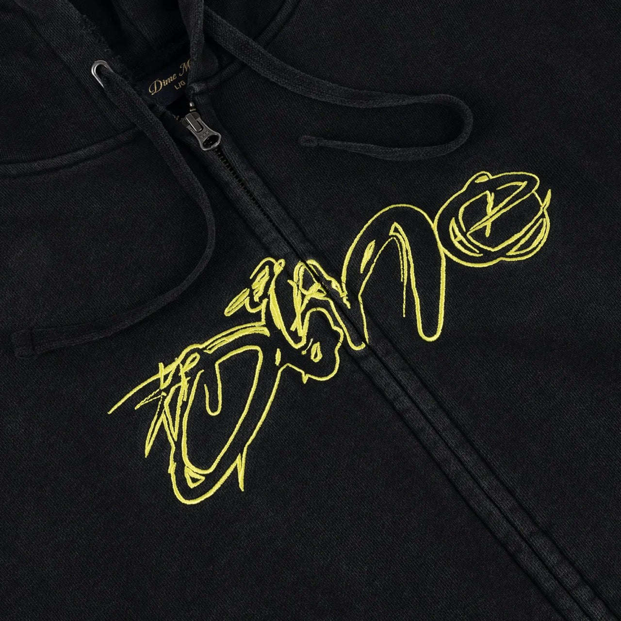 Dime MTL - Distressed Terry Zip Hooded Sweatshirt - Acid Black