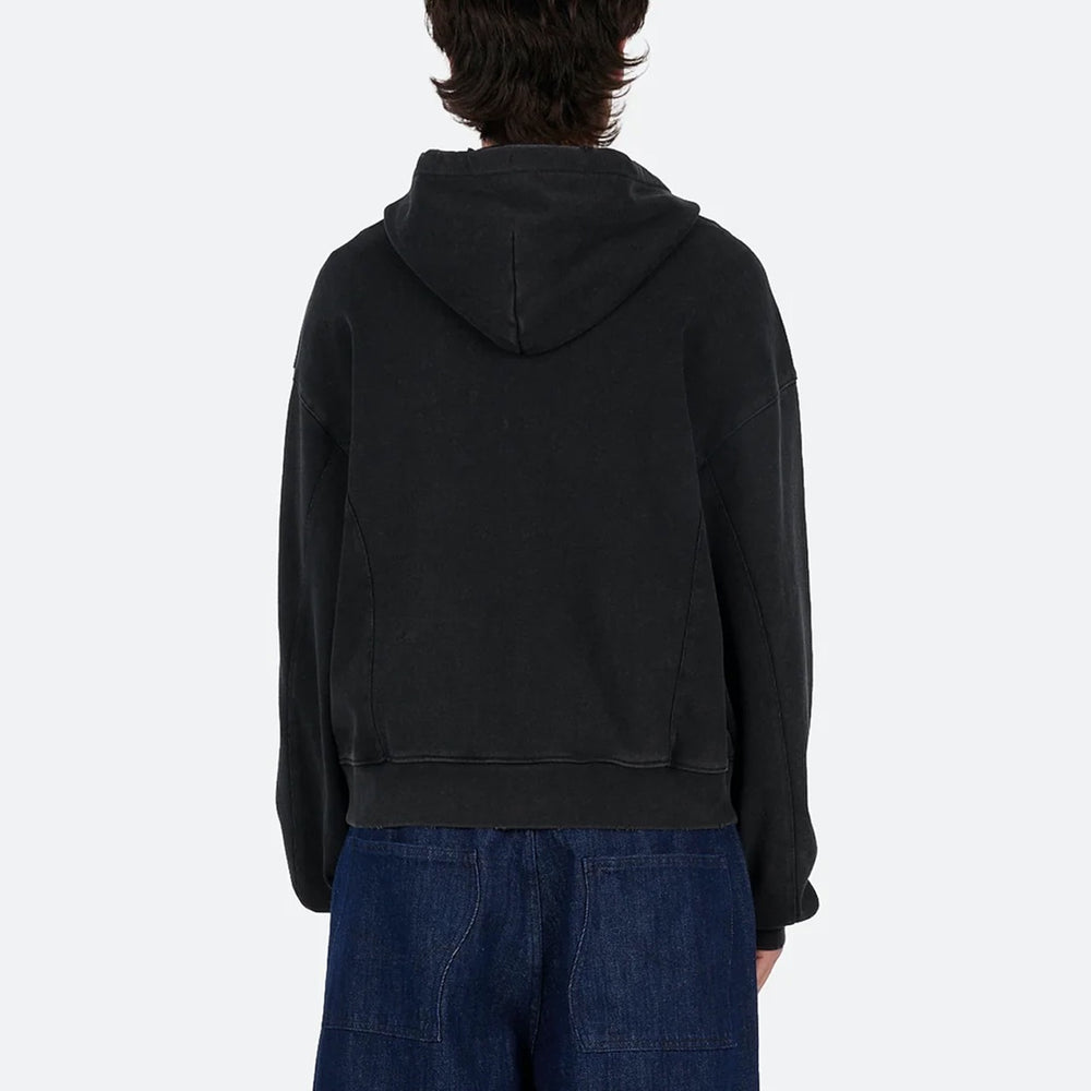 Dime MTL - Distressed Terry Zip Hooded Sweatshirt - Acid Black