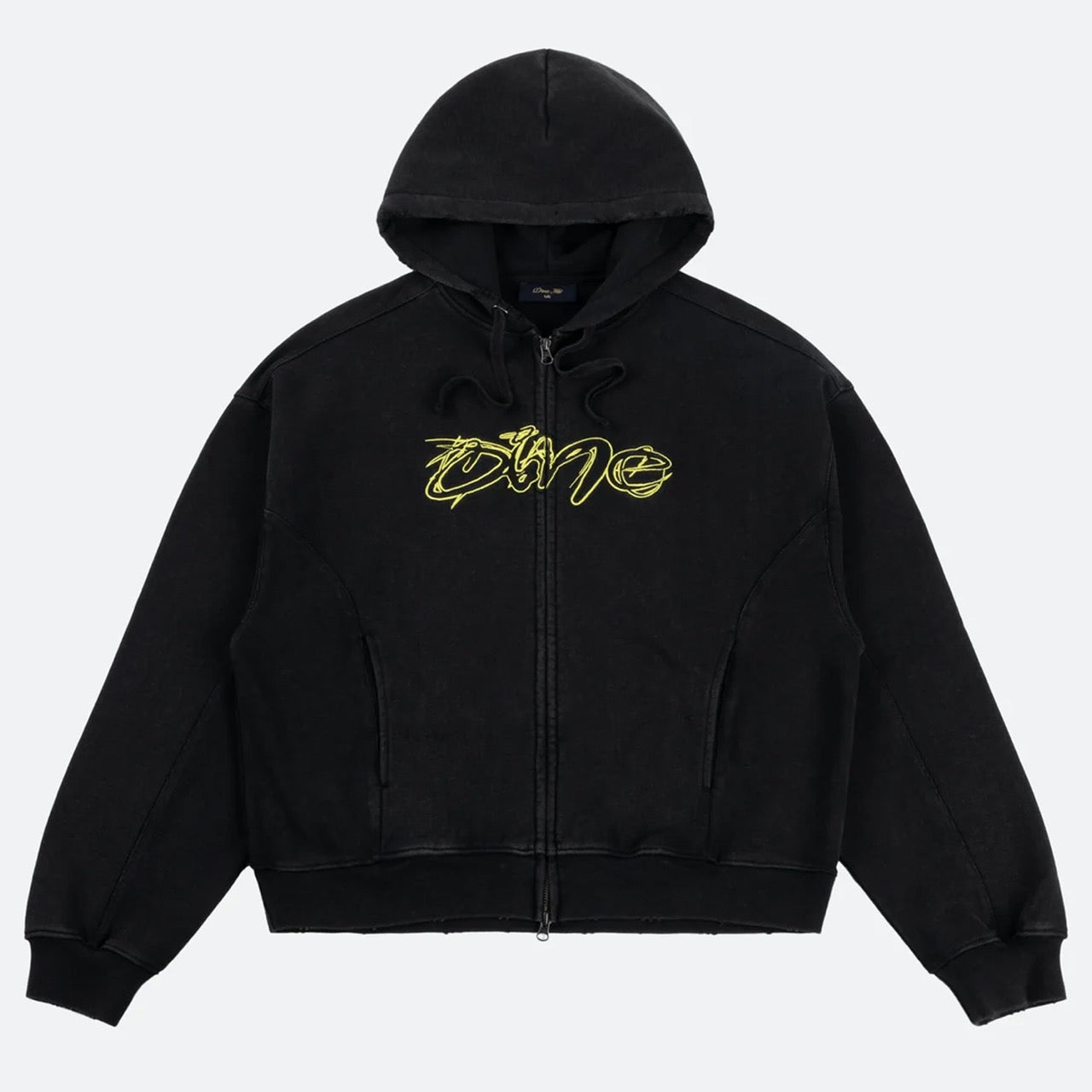 Dime MTL - Distressed Terry Zip Hooded Sweatshirt - Acid Black