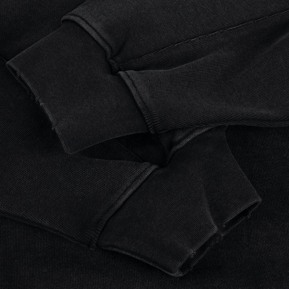 Dime MTL - Distressed Terry Zip Hooded Sweatshirt - Acid Black