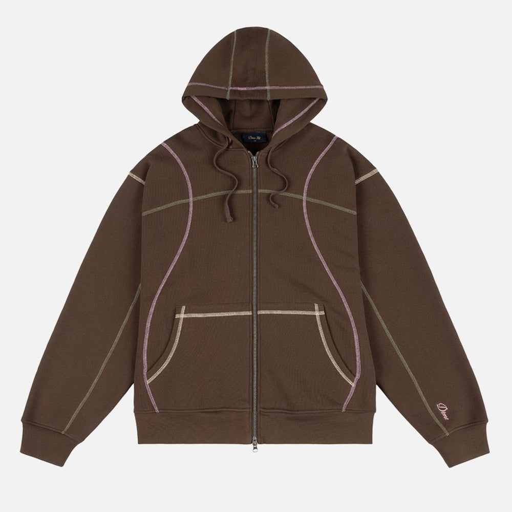 Dime MTL - Court Zip Hooded Sweatshirt - Brown / Multi