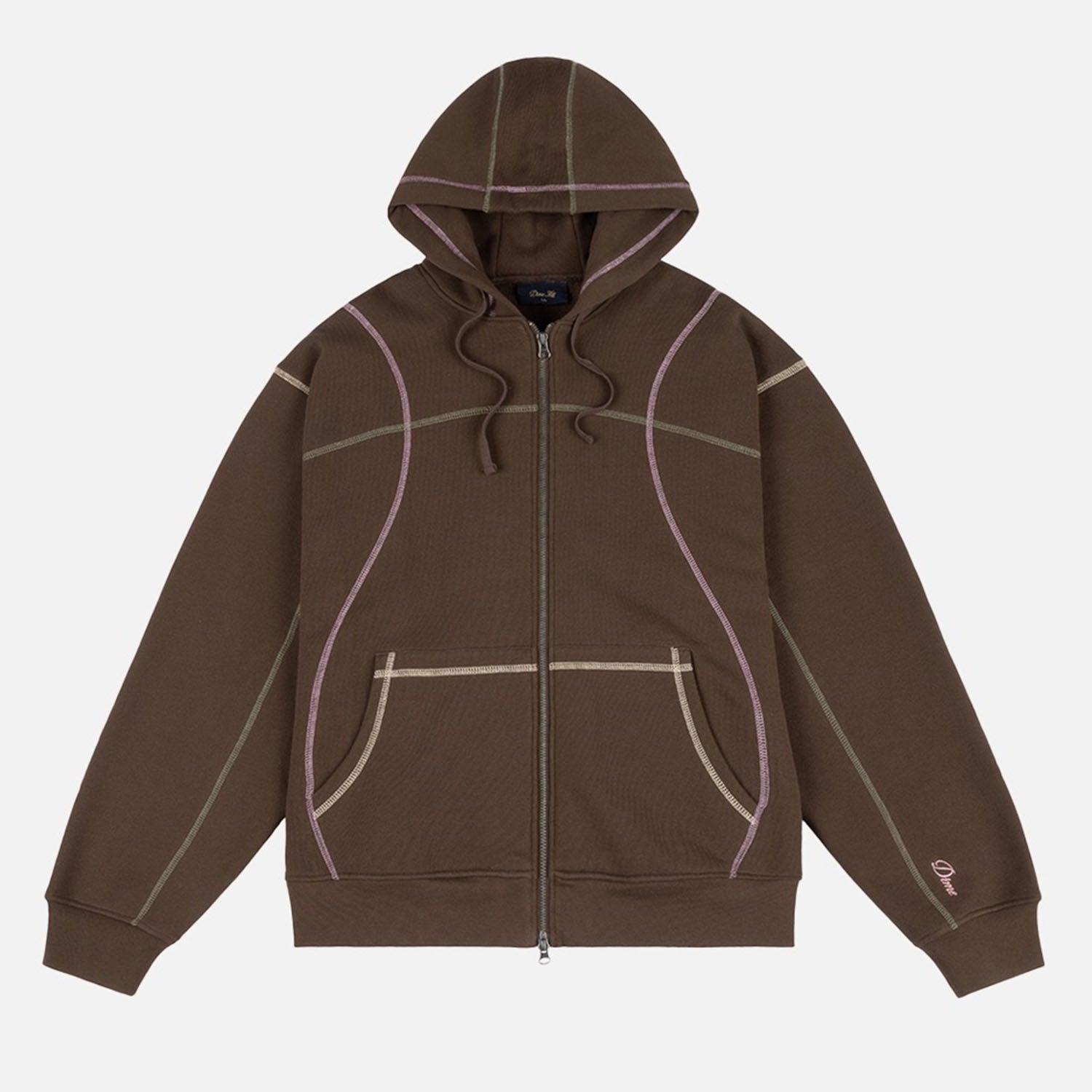 Dime MTL - Court Zip Hooded Sweatshirt - Brown / Multi