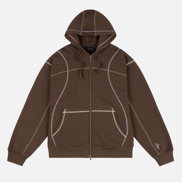 Dime MTL - Court Zip Hooded Sweatshirt - Brown / Multi
