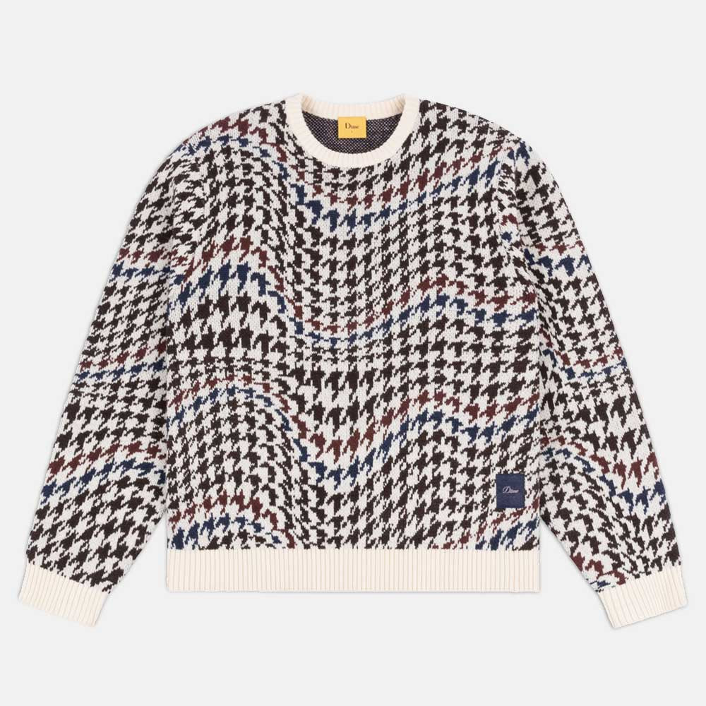 Dime MTL - Houndstooth Knitted Jumper - Cream / Multi