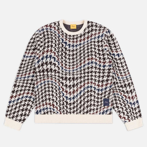 Dime MTL - Houndstooth Knitted Jumper - Cream / Multi