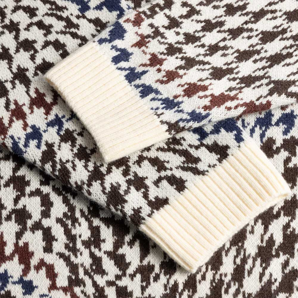 Dime MTL - Houndstooth Knitted Jumper - Cream / Multi