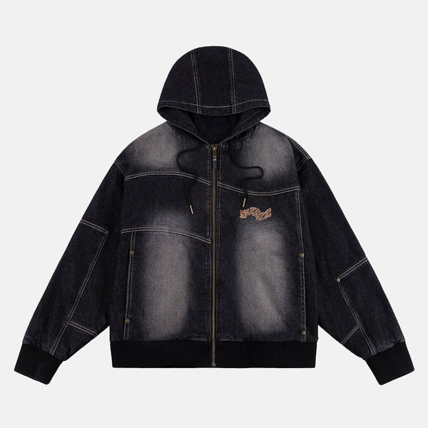 Dime MTL - Hooded Utility Jacket - Sandblasted Black