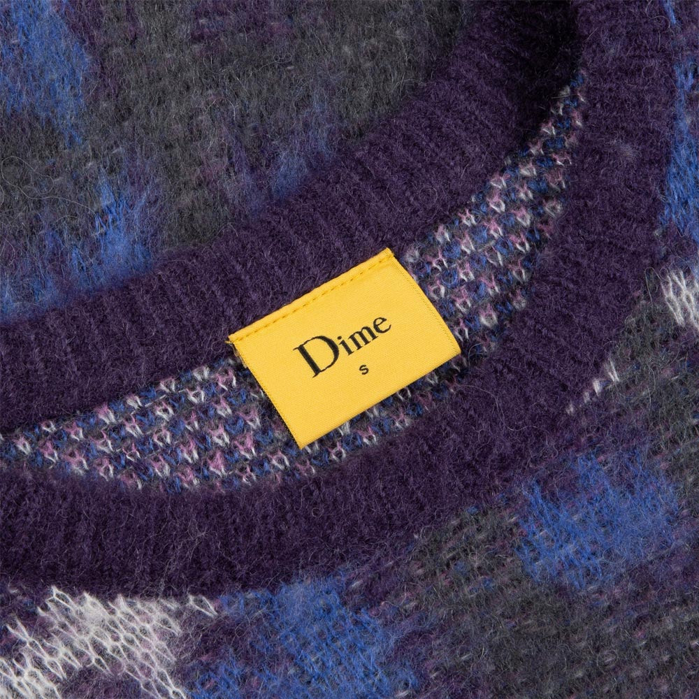 Dime MTL - Plaid Mohair Knit Sweater - Purple