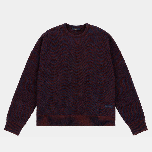 Dime MTL - Mohair Wave Knitted Jumper - Burgundy