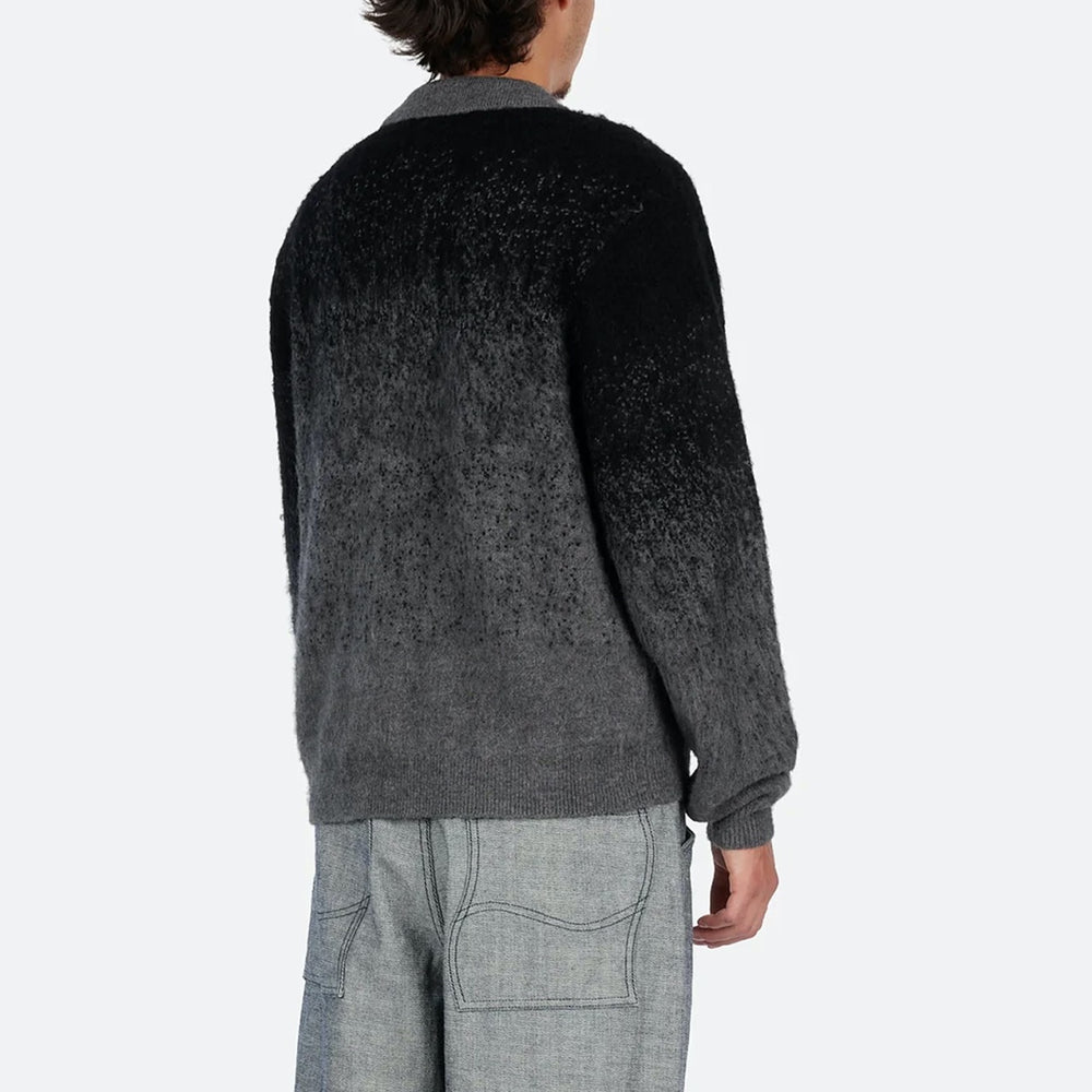 Dime MTL - Mohair Double Zip Knitted Sweatshirt - Black / Charcoal