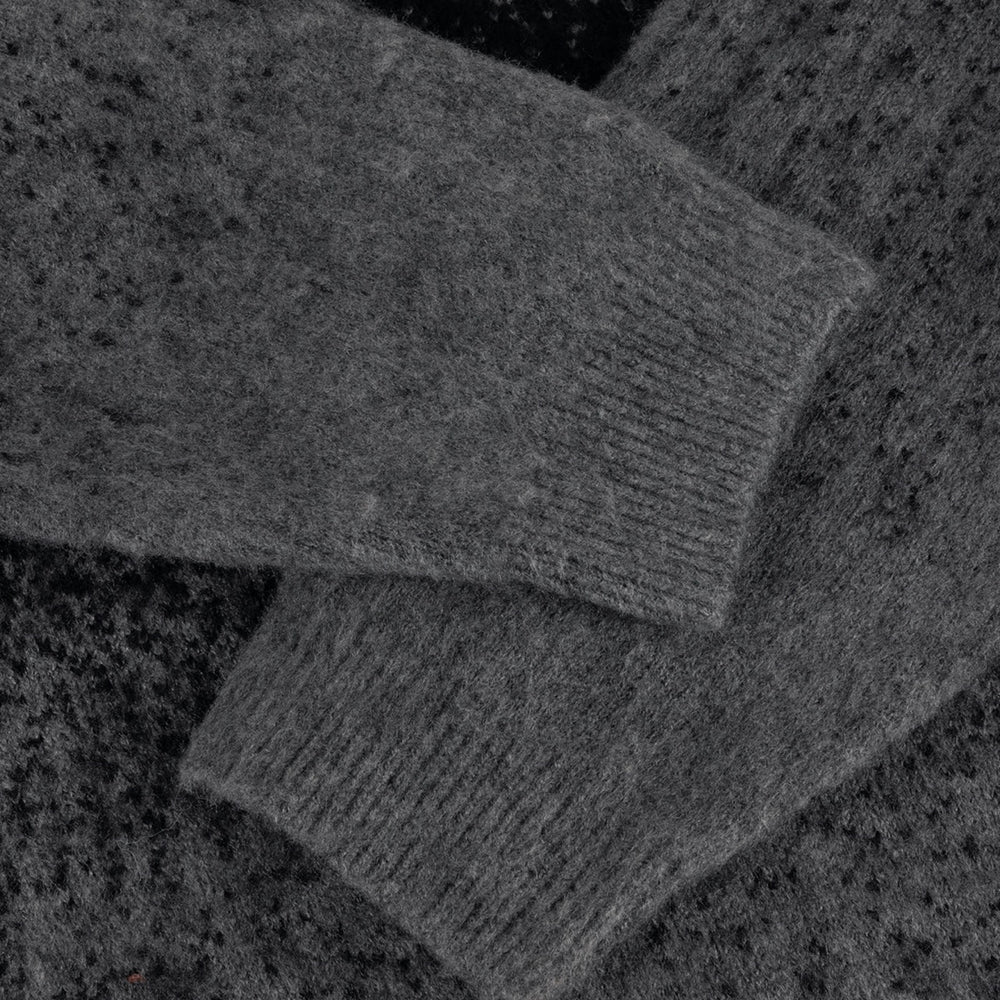 Dime MTL - Mohair Double Zip Knitted Sweatshirt - Black / Charcoal