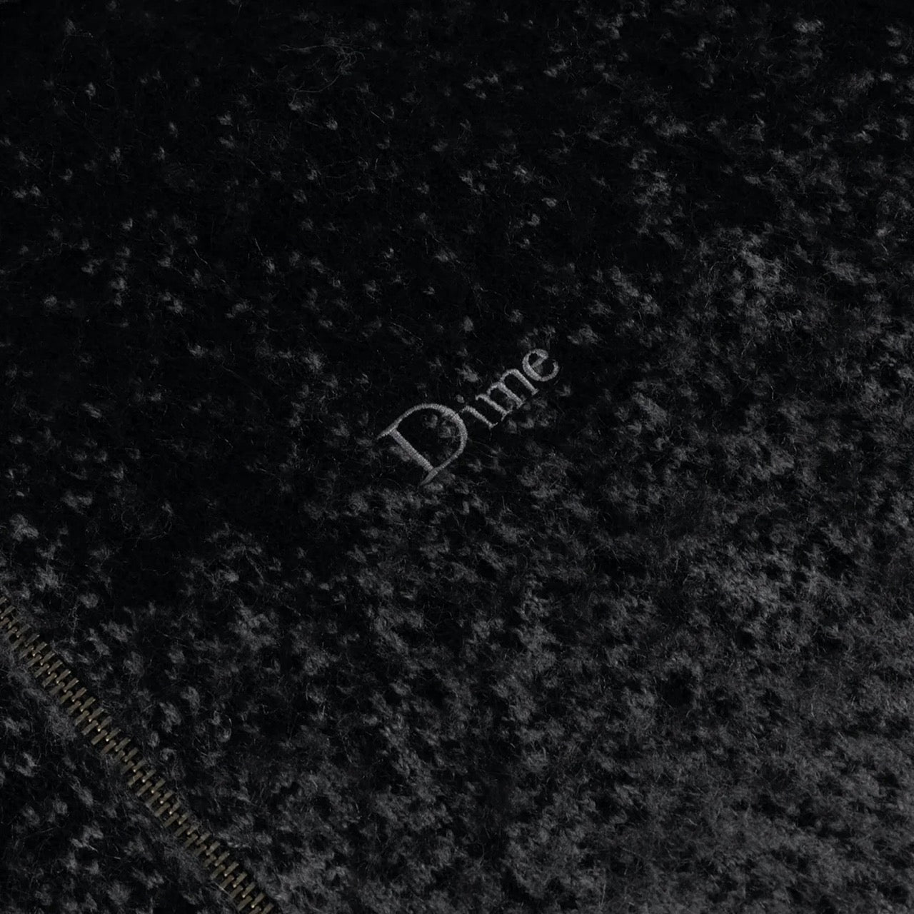 Dime MTL - Mohair Double Zip Knitted Sweatshirt - Black / Charcoal