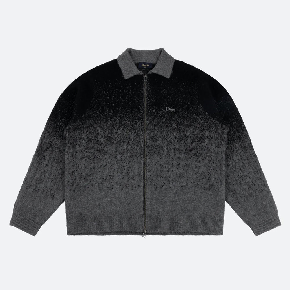 Dime MTL - Mohair Double Zip Knitted Sweatshirt - Black / Charcoal