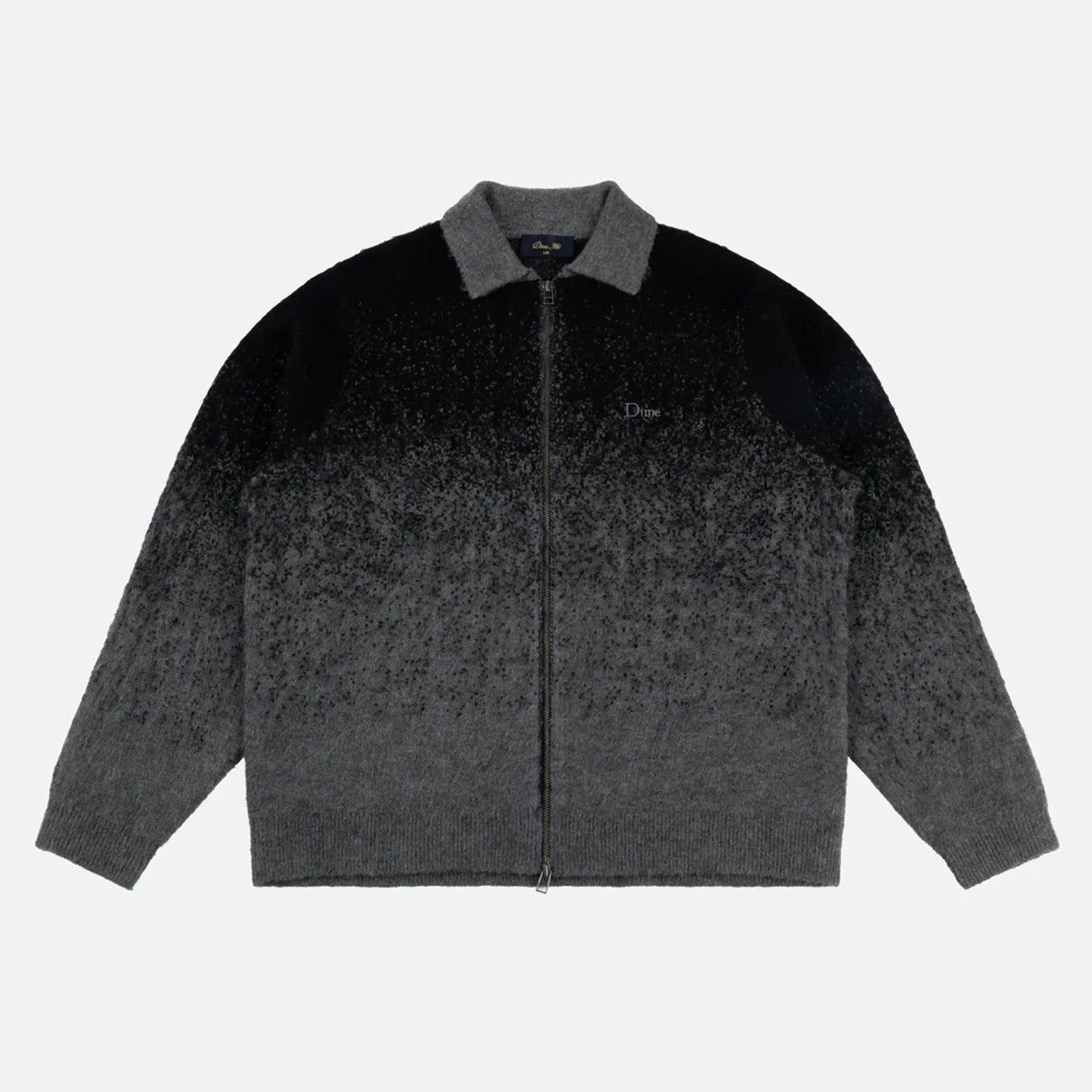 Dime MTL - Mohair Double Zip Knitted Sweatshirt - Black / Charcoal