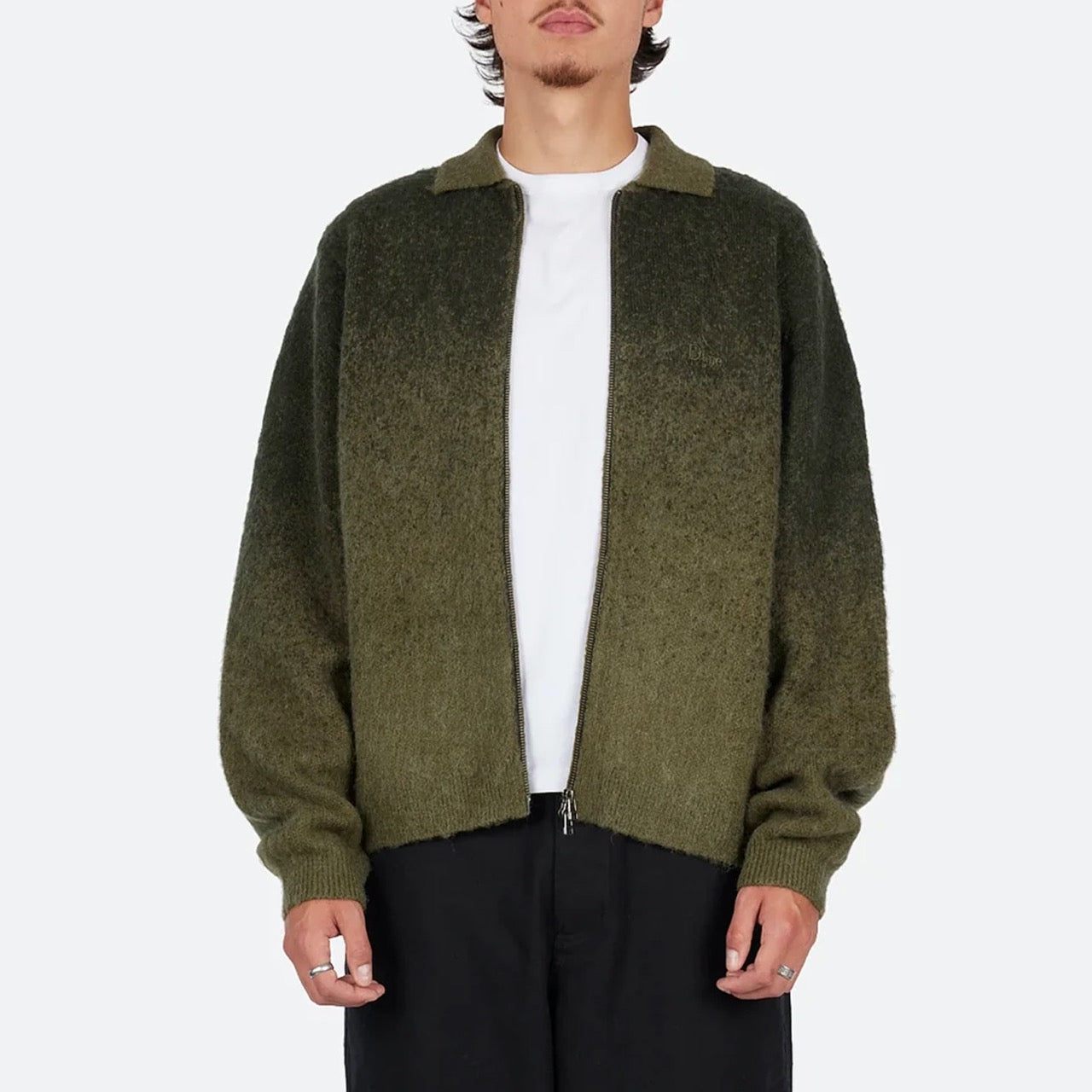 Dime MTL - Mohair Double Zip Knitted Sweatshirt - Forest