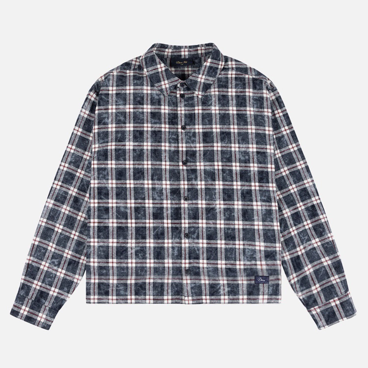 Dime MTL - Plaid Flannel Longsleeve Shirt - Bleached Navy