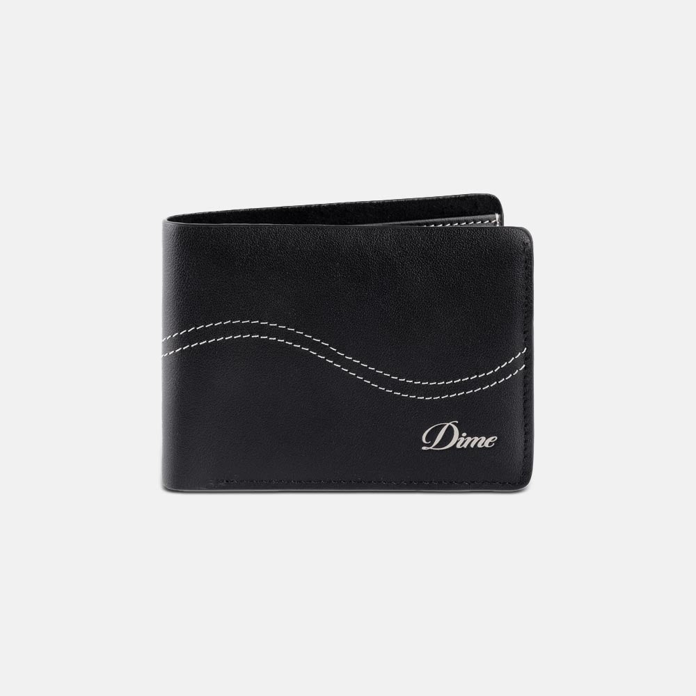 Dime MTL - Cursive Bi-Fold Wallet -Black Leather